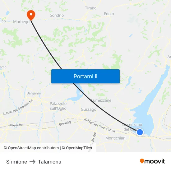 Sirmione to Talamona map