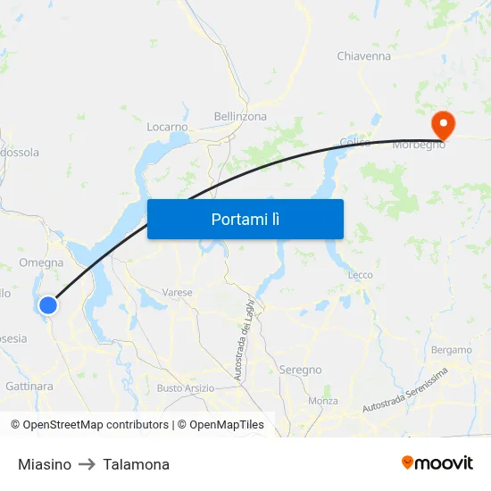 Miasino to Talamona map