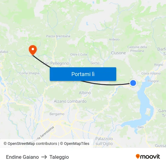Endine Gaiano to Taleggio map