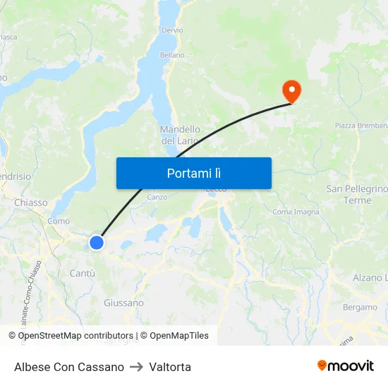 Albese Con Cassano to Valtorta map