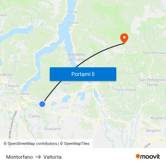 Montorfano to Valtorta map