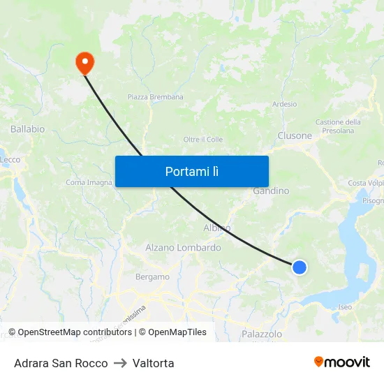 Adrara San Rocco to Valtorta map