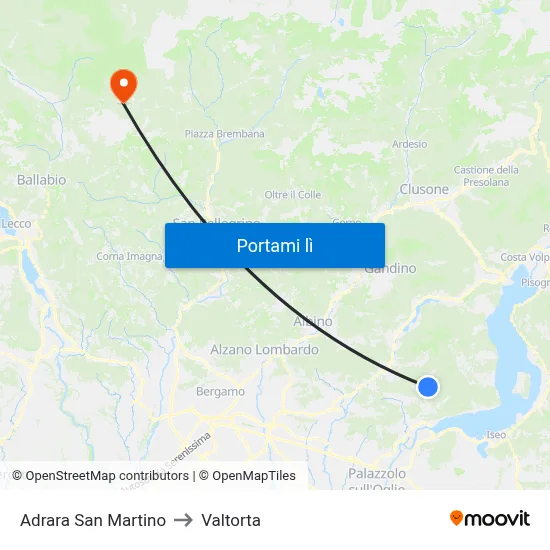 Adrara San Martino to Valtorta map