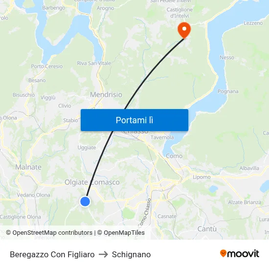 Beregazzo Con Figliaro to Schignano map