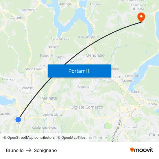 Brunello to Schignano map
