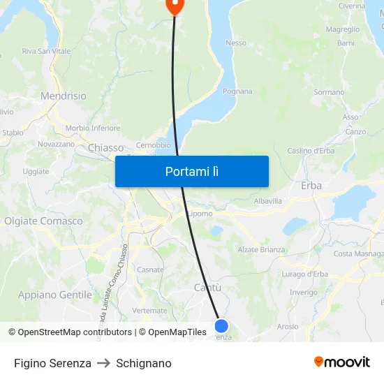 Figino Serenza to Schignano map