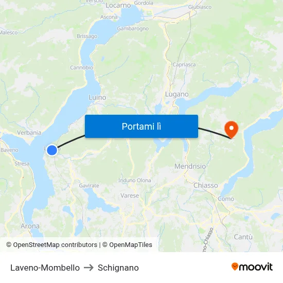 Laveno-Mombello to Schignano map