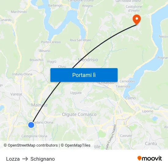Lozza to Schignano map