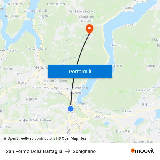 San Fermo Della Battaglia to Schignano map