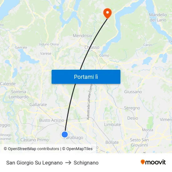 San Giorgio Su Legnano to Schignano map