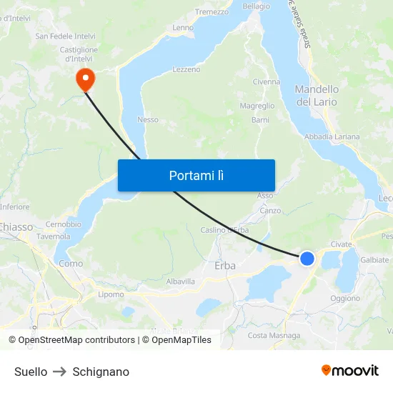 Suello to Schignano map
