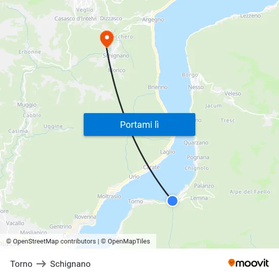Torno to Schignano map