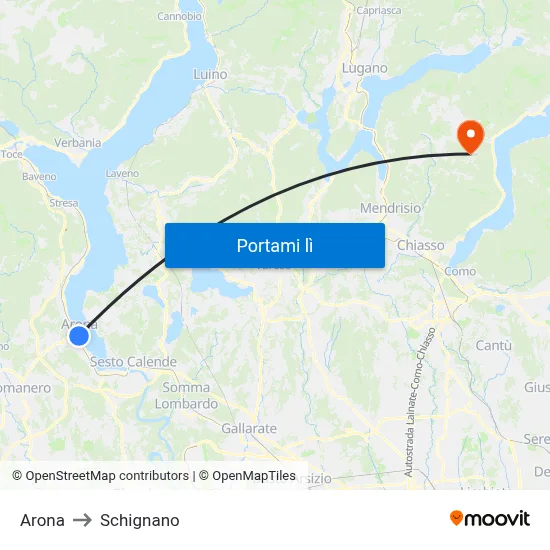 Arona to Schignano map
