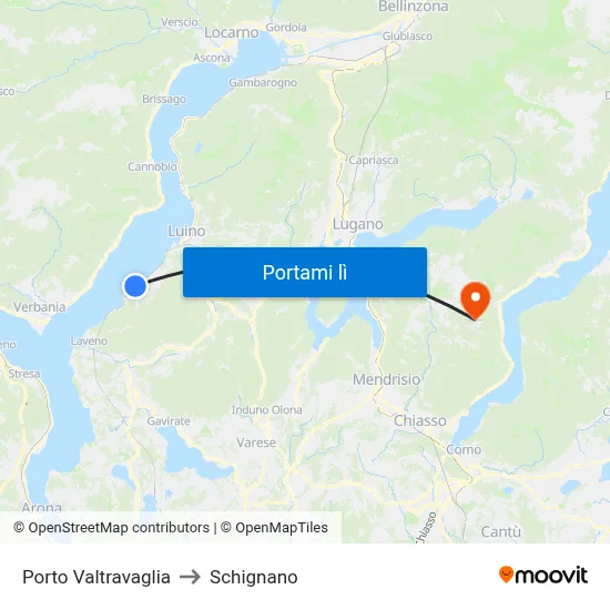 Porto Valtravaglia to Schignano map