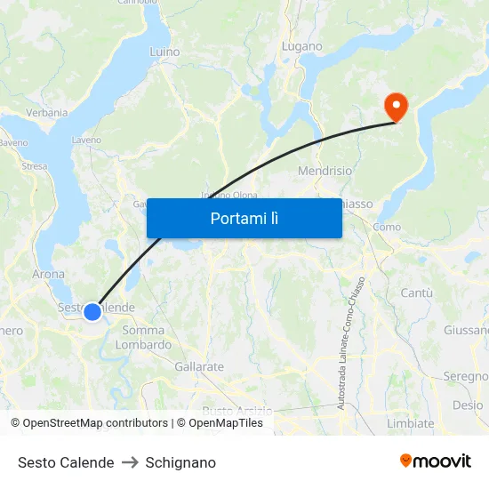 Sesto Calende to Schignano map