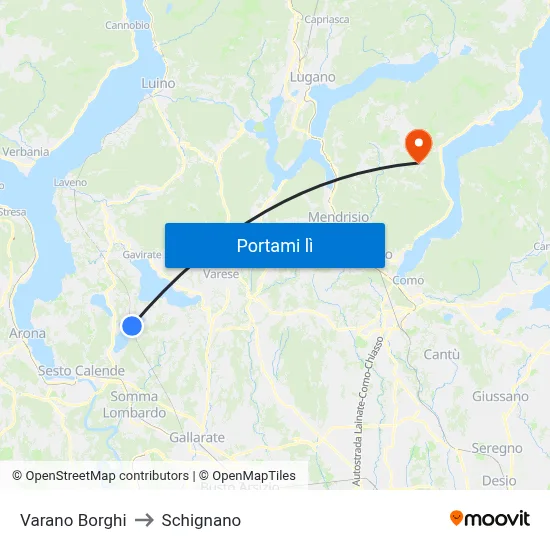 Varano Borghi to Schignano map