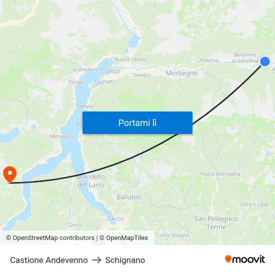Castione Andevenno to Schignano map