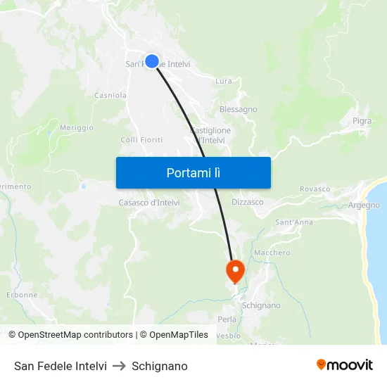 San Fedele Intelvi to Schignano map