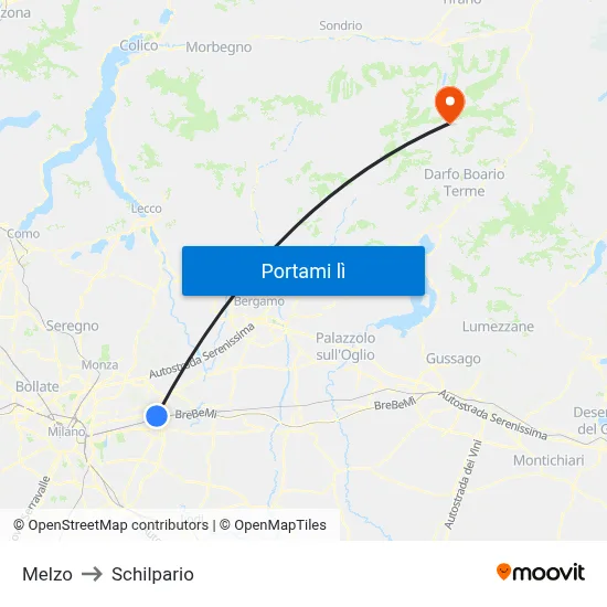 Melzo to Schilpario map