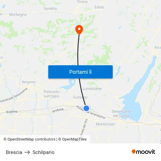 Brescia to Schilpario map