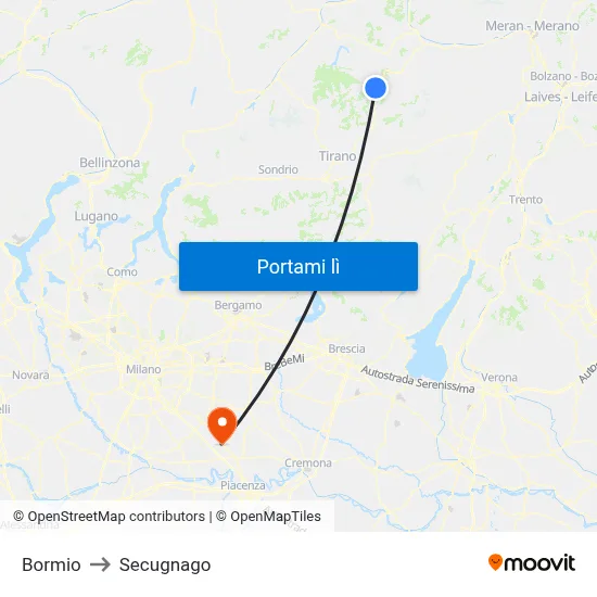 Bormio to Secugnago map