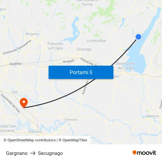 Gargnano to Secugnago map