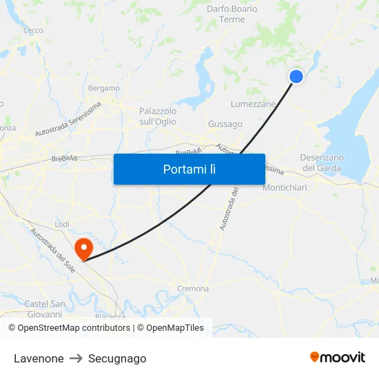 Lavenone to Secugnago map
