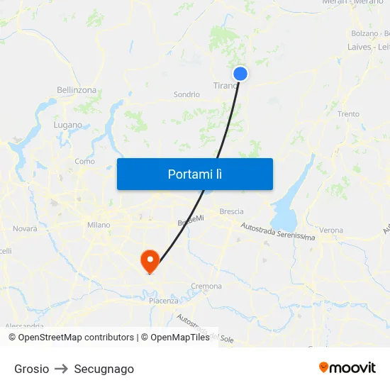 Grosio to Secugnago map