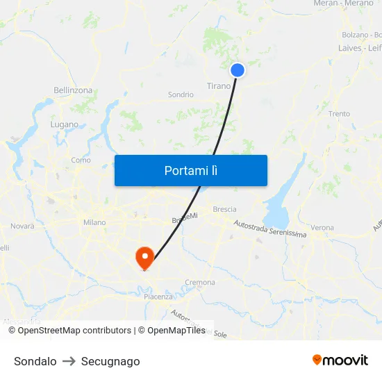 Sondalo to Secugnago map