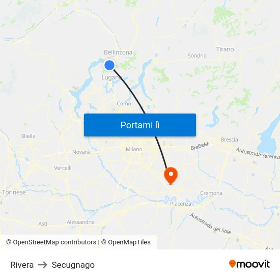 Rivera to Secugnago map