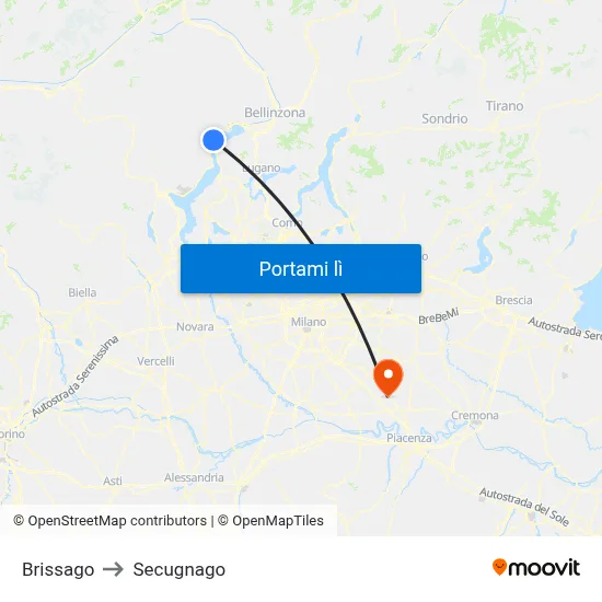 Brissago to Secugnago map