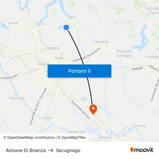 Annone Di Brianza to Secugnago map