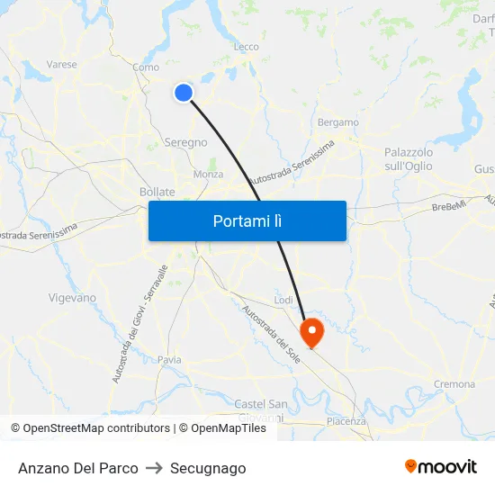 Anzano Del Parco to Secugnago map