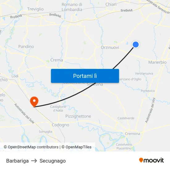 Barbariga to Secugnago map