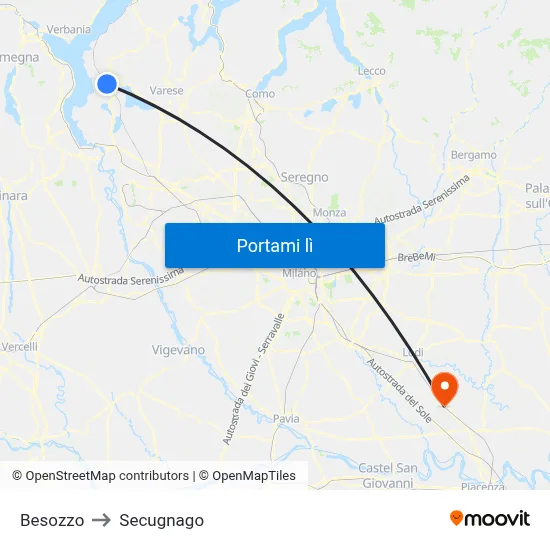 Besozzo to Secugnago map