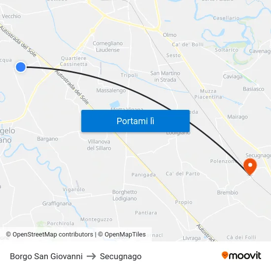 Borgo San Giovanni to Secugnago map