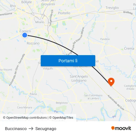 Buccinasco to Secugnago map