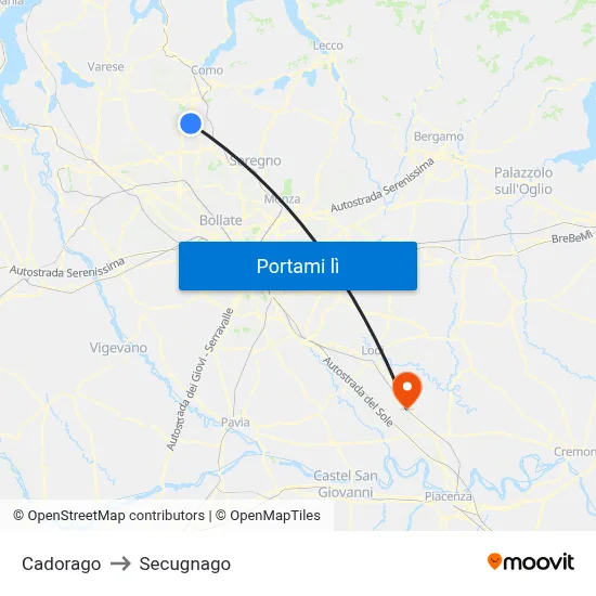 Cadorago to Secugnago map