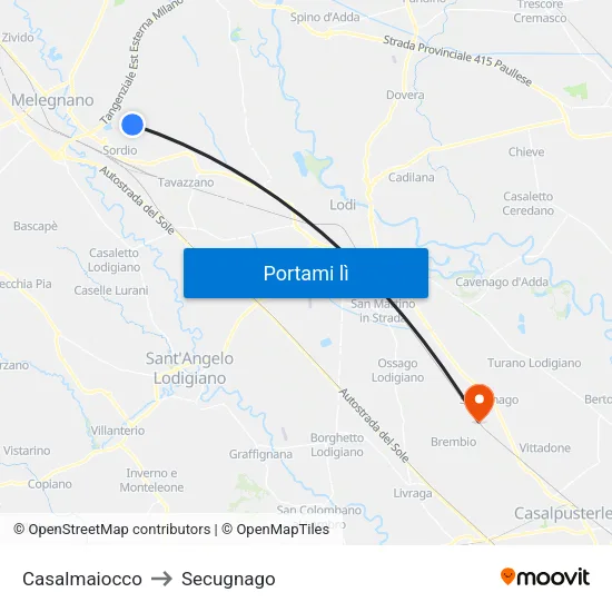 Casalmaiocco to Secugnago map