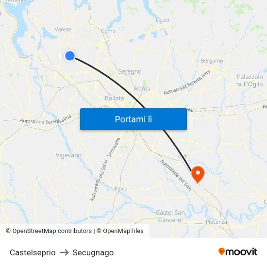 Castelseprio to Secugnago map