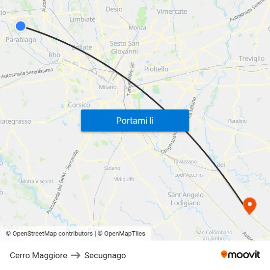Cerro Maggiore to Secugnago map