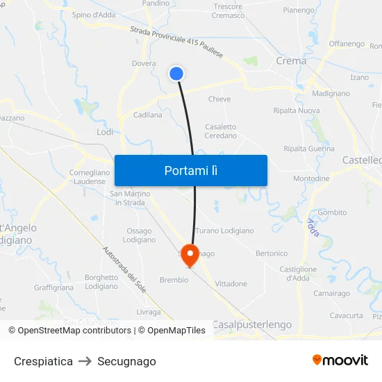 Crespiatica to Secugnago map