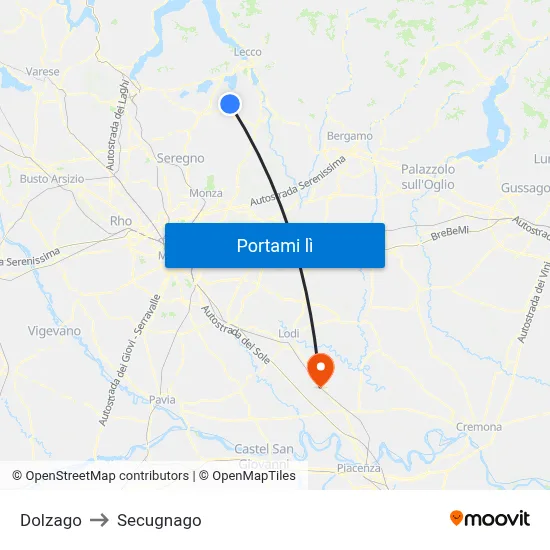 Dolzago to Secugnago map