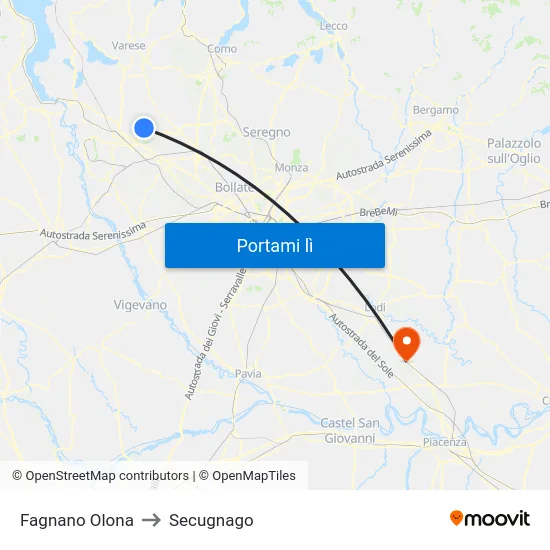 Fagnano Olona to Secugnago map