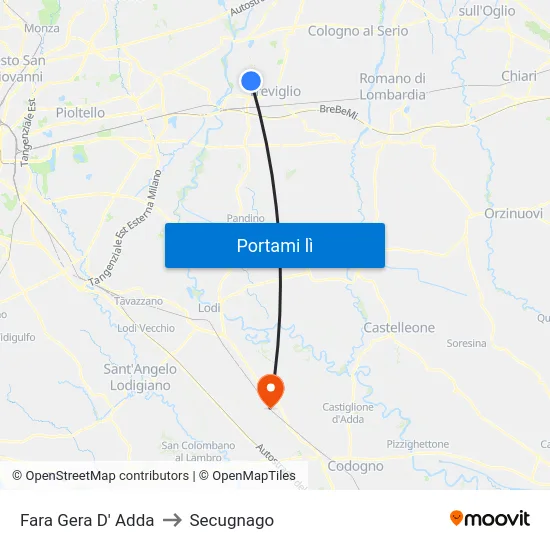 Fara Gera D' Adda to Secugnago map
