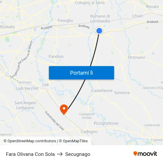 Fara Olivana Con Sola to Secugnago map