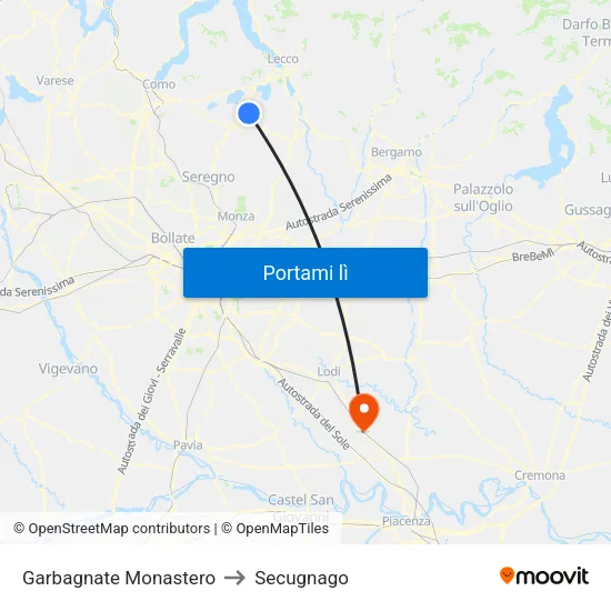 Garbagnate Monastero to Secugnago map