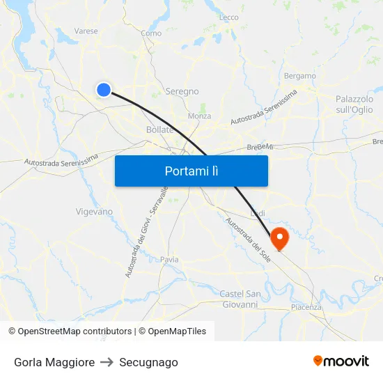 Gorla Maggiore to Secugnago map