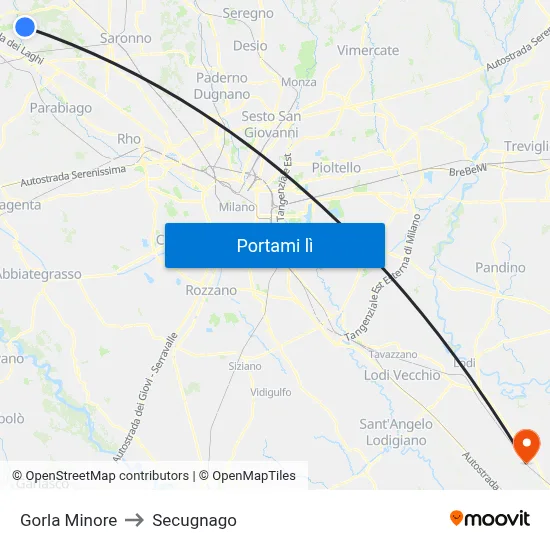 Gorla Minore to Secugnago map