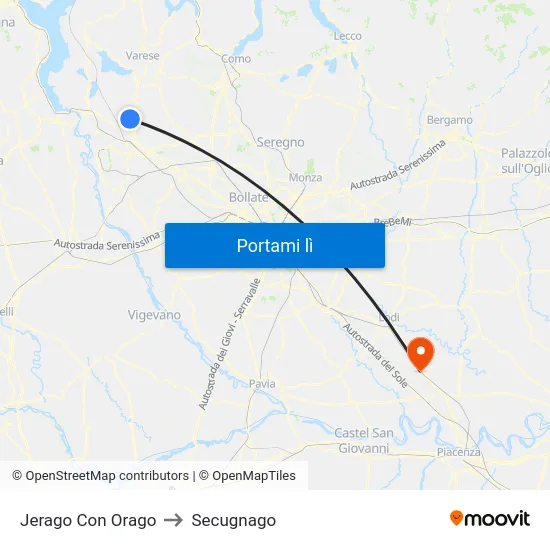 Jerago Con Orago to Secugnago map